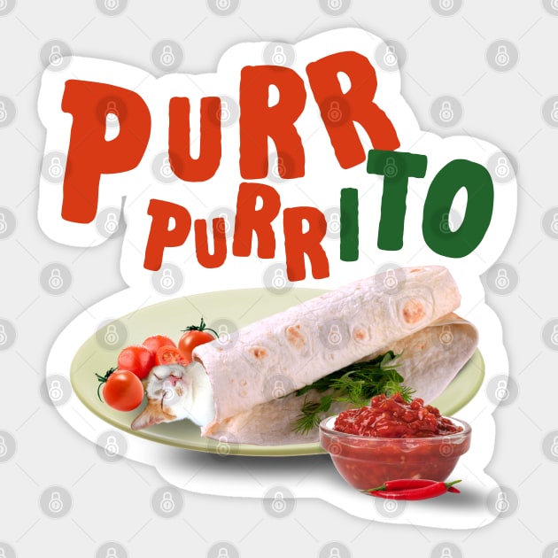 Purr Purrito Cat (Burito Cat) Sticker by leBoosh-Designs